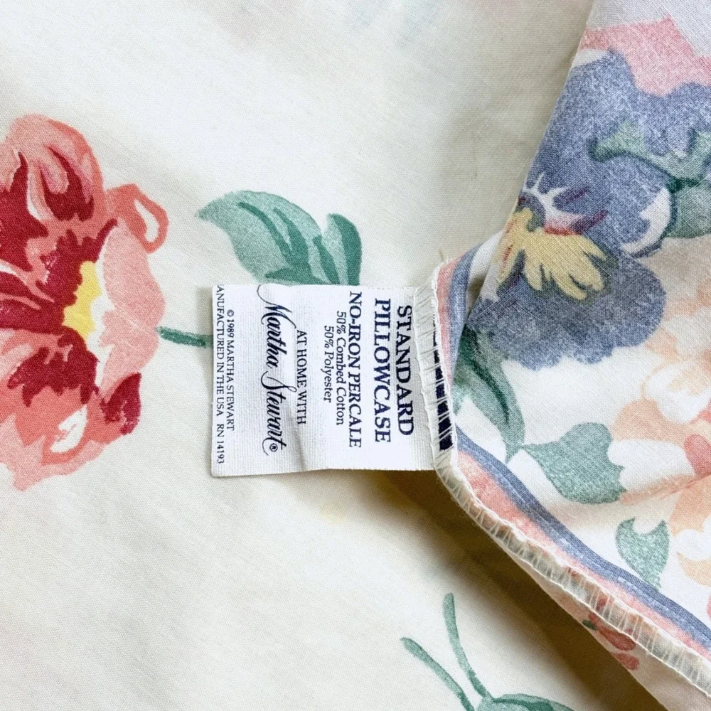 Vintage Martha Stewart Set Floral Chintz Ruffled Sham Dreamy Cottage Garden 1989